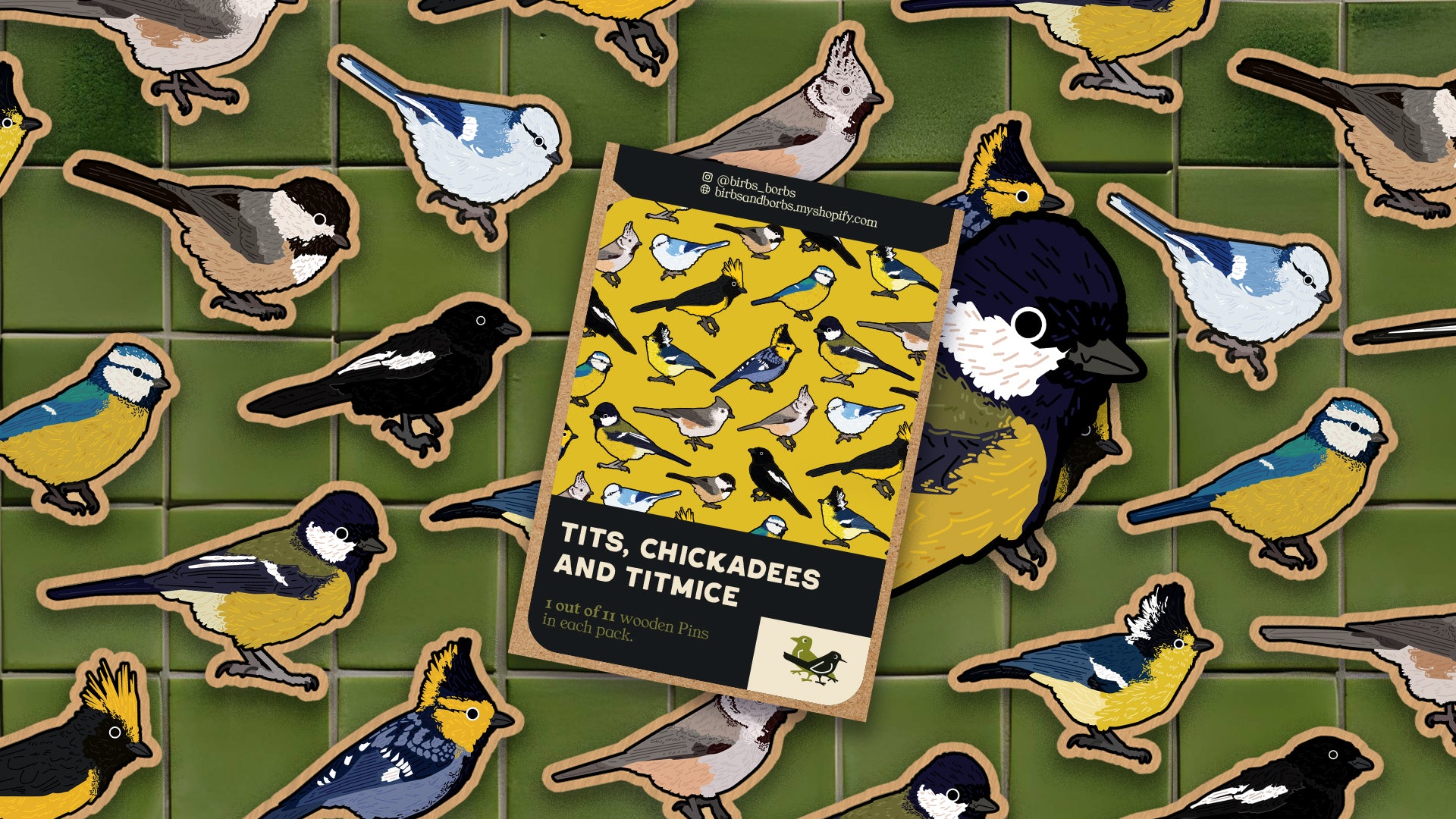 Tits, Chickadees and Titmice - Wooden Pins