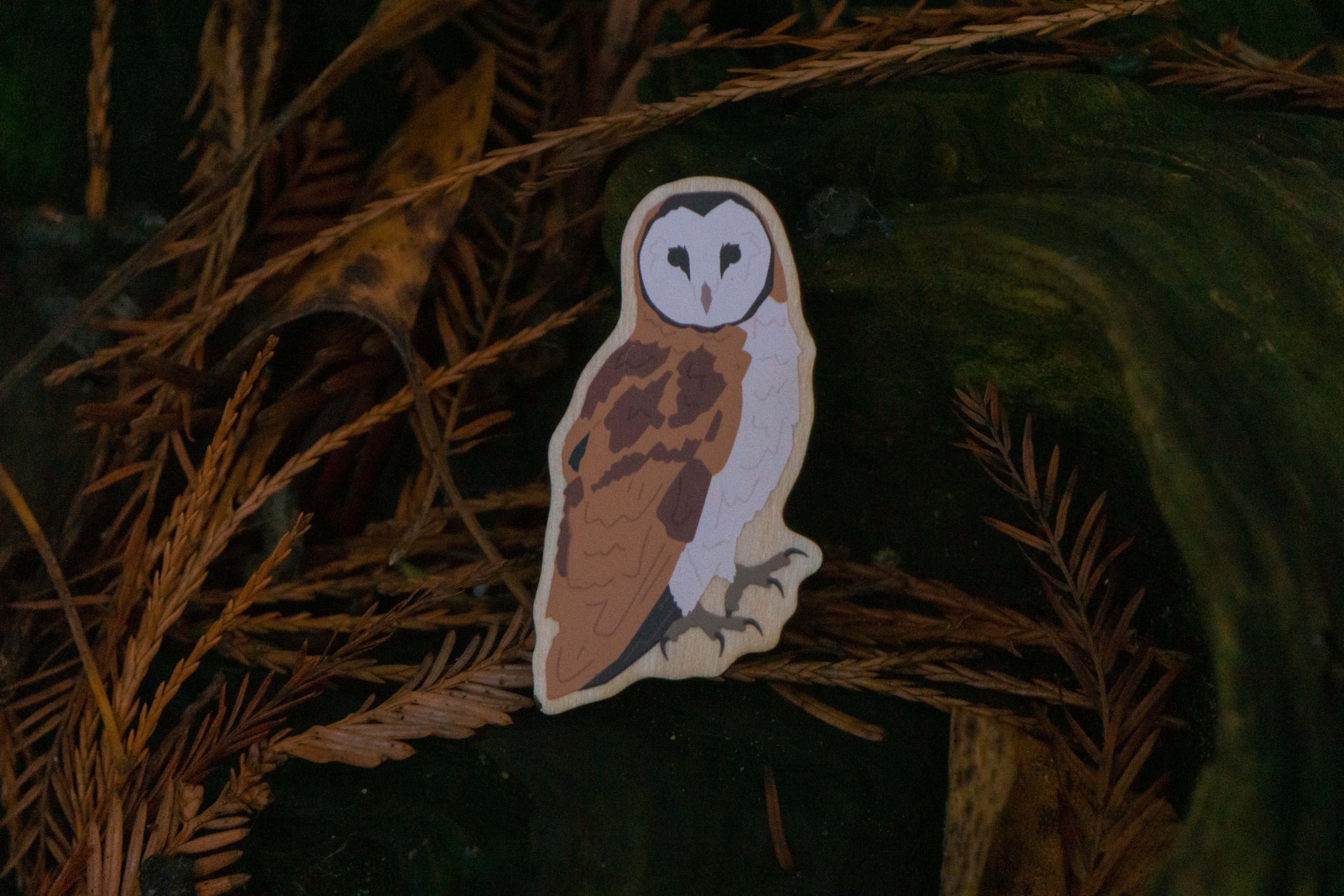 Barn Owl Wooden Pin