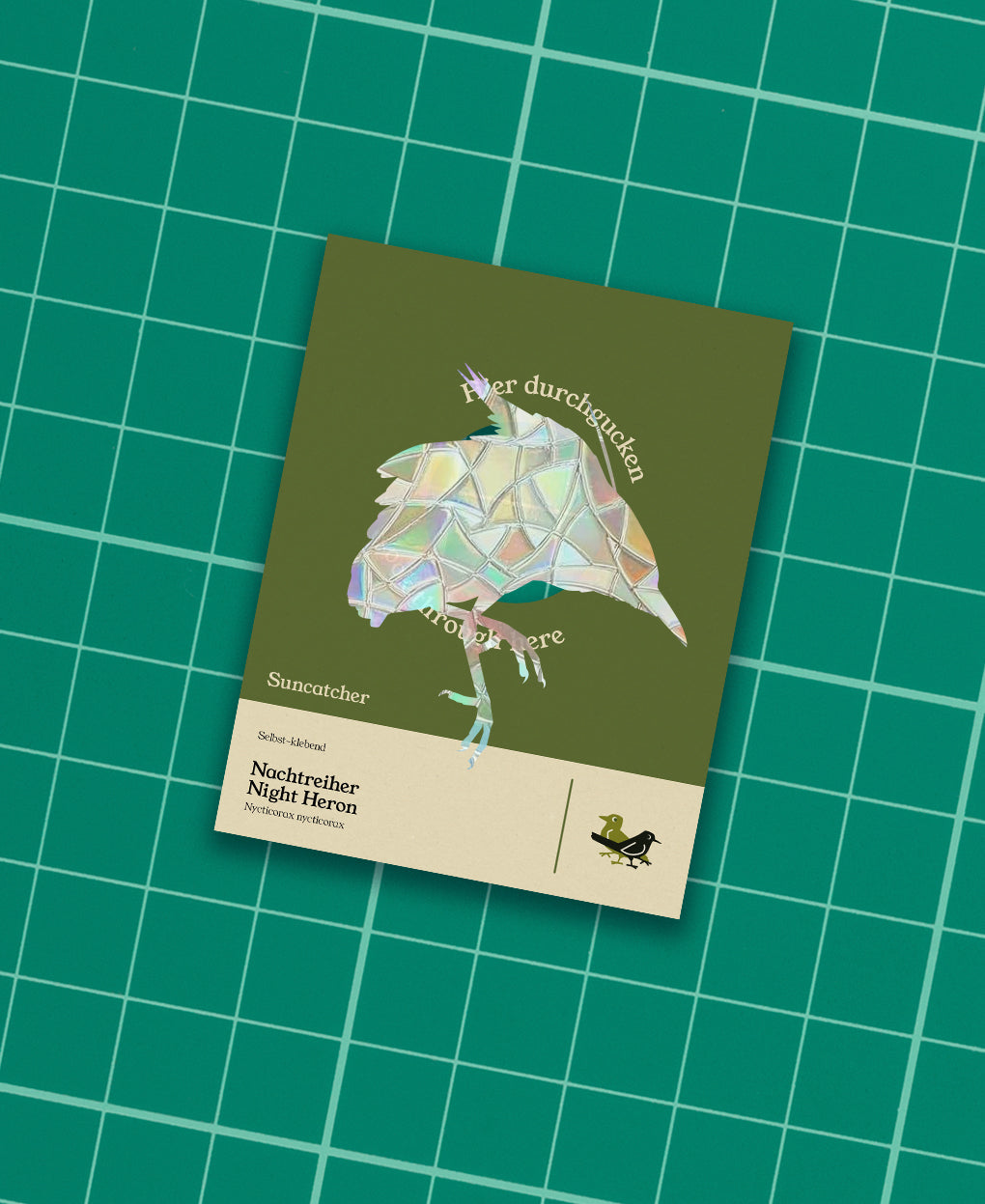 Night Heron adhesive Suncatcher